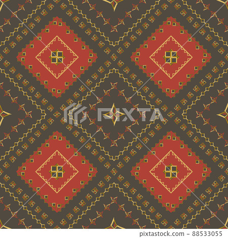 red and gold ethnic pattern with geometric ethnic seamless triangle for fabric pattern 88533055
