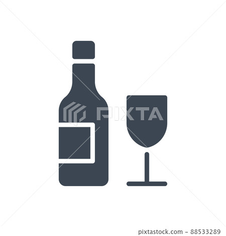 Wine bottle and glass related vector glyph ico Wine bottle and glass related vector glyph ico 88533289