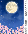 Vector illustration of cherry blossoms and full moon at night 88534456