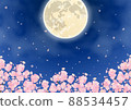 Vector illustration of cherry blossoms and full moon at night 88534457