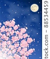 Vector illustration of cherry blossoms and full moon at night 88534459