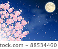 Vector illustration of cherry blossoms and full moon at night 88534460