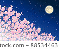 Vector illustration of cherry blossoms and full moon at night 88534463