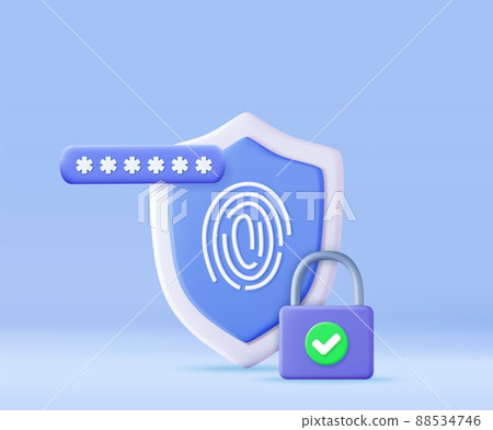 3d render fingerprint icon 88534746