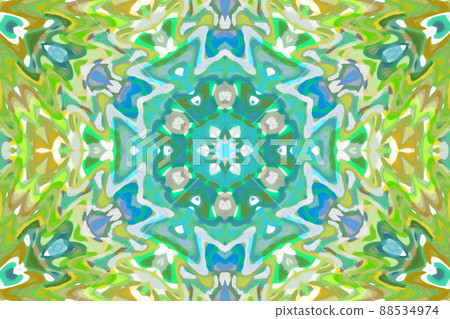 Kaleidoscopic symmetrical geometric pattern with oil painting Kaleidoscopic symmetrical geometric pattern with oil painting 88534974