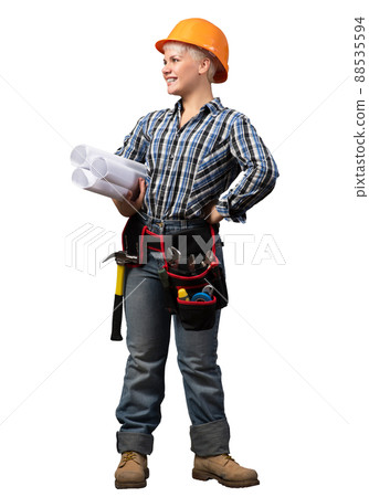 Attractive female engineer in hardhat Attractive female engineer in hardhat 88535594
