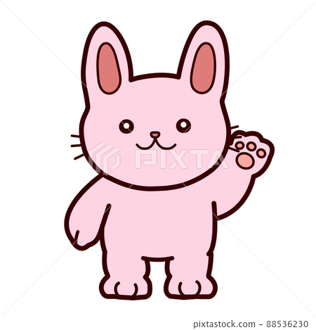 舉起兔子的手的插圖 88536230