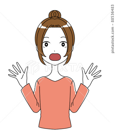 Illustration of the upper body of a woman with a surprised expression 88536483