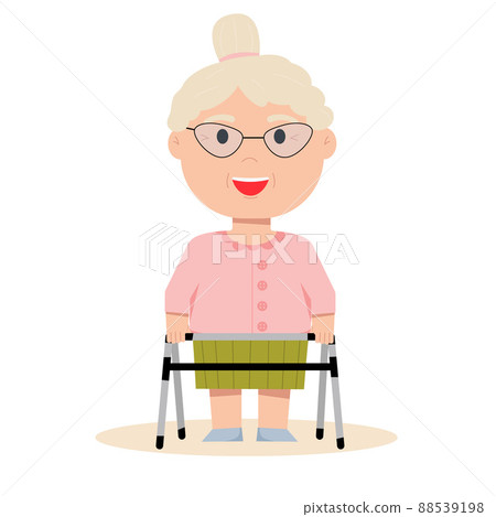 Grandmother in a sweater and skirt stands 88539198