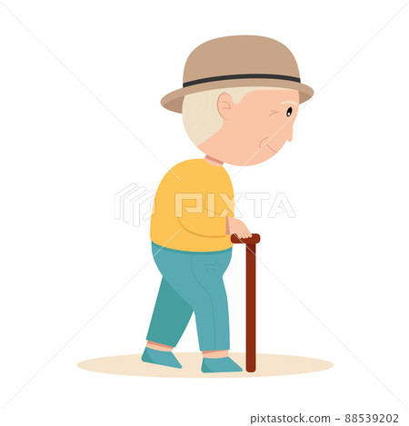 Grandfather in a sweater and trousers walks Grandfather in a sweater and trousers walks 88539202