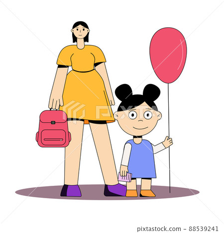 Mom takes her daughter to school. Back to school 88539241