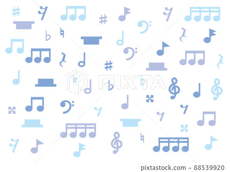 Background of colorful blue notes and musical symbols 88539920