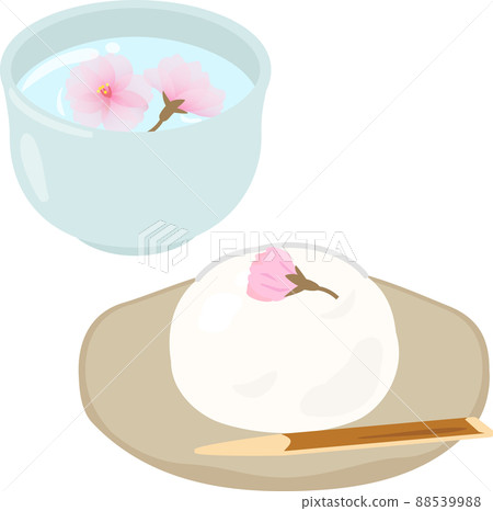 Manju and Sakurayu with salted cherry blossoms 88539988