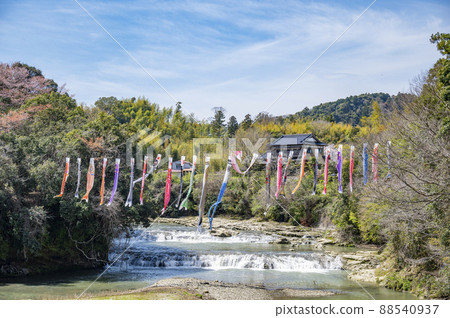 Isumi Railway Fusamoto Station Kurohara Fudo Waterfall and Carp Streamer 88540937