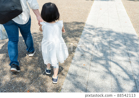 4歲小孩(育兒、育兒、家庭、家人、親子)夏天和爸爸牽手散步 4歲小孩(育兒、育兒、家庭、家人、親子)夏天和爸爸牽手散步 88542113