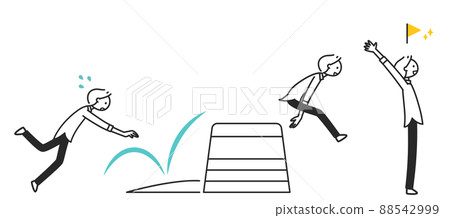 Illustration of a man who challenges the vaulting box 88542999