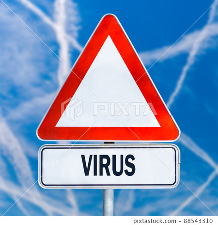 Traffic warning sign with the word - Virus 88543310