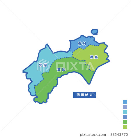 Map of Japan / Map of Japan Shikoku region Rainy day I tried to color-code by color 88543770