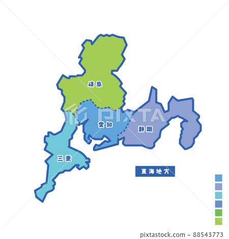 Map of Japan / Map of Japan Tokai region Rainy day I tried to color-code by color 88543773