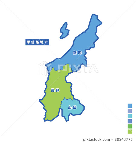 Map of Japan / Map of Japan Koshinetsu region I tried to color-code by color on a rainy day 88543775