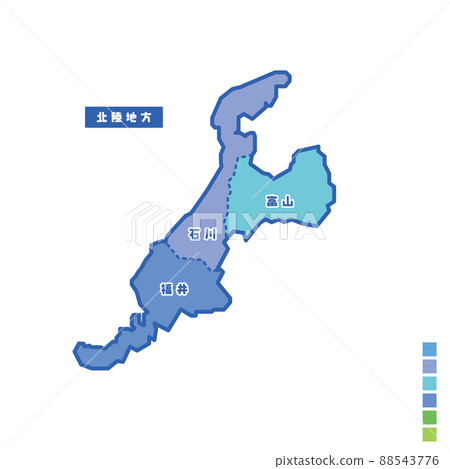 Map of Japan / Map of Japan Hokuriku region Rainy day I tried to color-code by color Map of Japan / Map of Japan Hokuriku region Rainy day I tried to color-code by color 88543776