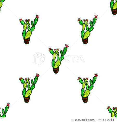 Seamless decorative background. Cactus plants pattern. Decorative texture for design of wallpaper, wrapping paper, scrapbook, web, textile 88544014