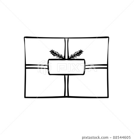 Gift box with empty card and spruce branch illustration 88544605