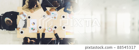 Business people group meeting shot from top view broaden view 88545317