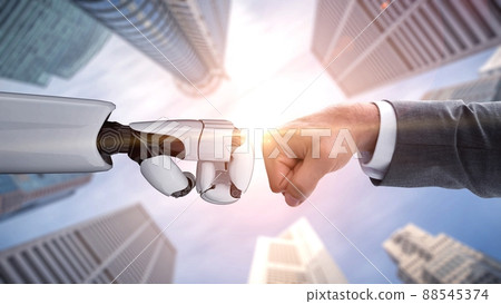 Futuristic robot artificial intelligence enlightening AI technology concept Futuristic robot artificial intelligence enlightening AI technology concept 88545374