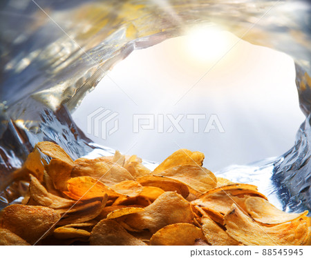Potato chips. View from inside the package Potato chips. View from inside the package 88545945