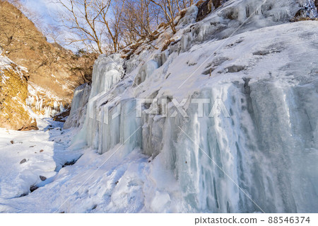 [栃木縣]冬天的雲流峽谷_icicles_05 88546374
