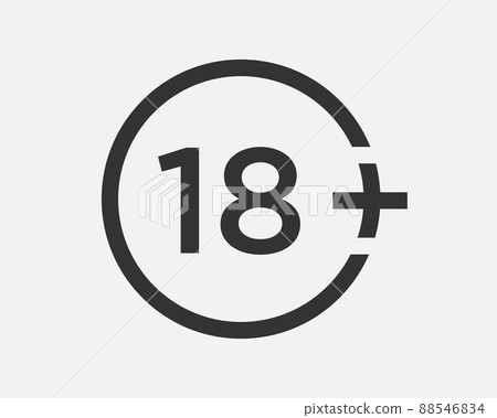 Plus 18 prohibition sign for people under eighteen years of age. For adults only. Vector illustration. 88546834