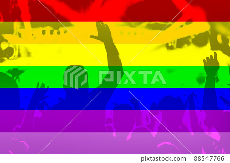 Gay rainbow flag and crowd Gay rainbow flag and crowd 88547766