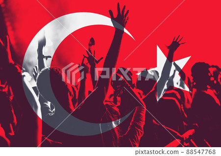 Turkey flag, crowd of people Turkey flag, crowd of people 88547768