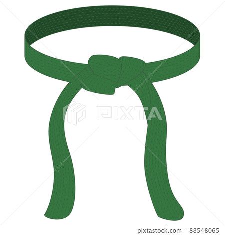 Karate belt green color isolated on white background. Design icon of Japanese martial art in flat style. Karate belt green color isolated on white background. Design icon of Japanese martial art in flat style. 88548065