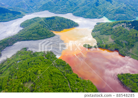 Aerial view of a big waste decanting lake 88548285