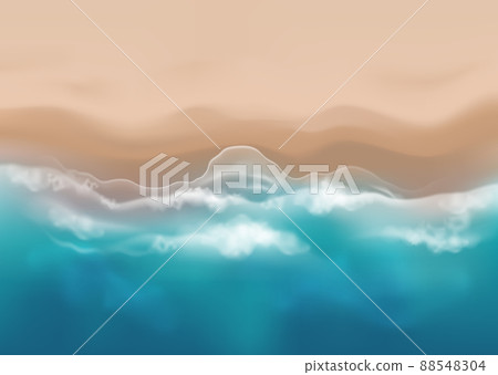 Vector beautiful realistic top view illustration of sandy summer beach - template Vector beautiful realistic top view illustration of sandy summer beach - template 88548304