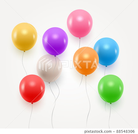 Vector group of colorful flying realistic inflatable balloons Vector group of colorful flying realistic inflatable balloons 88548306