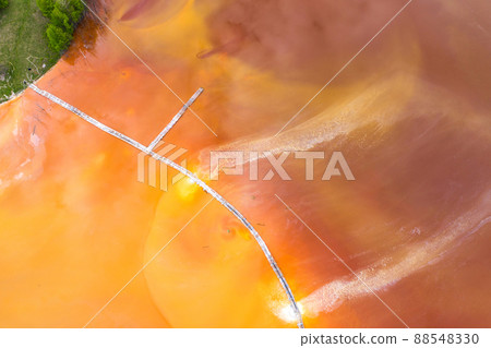 Aerial view of acid colorful mine waste waters 88548330