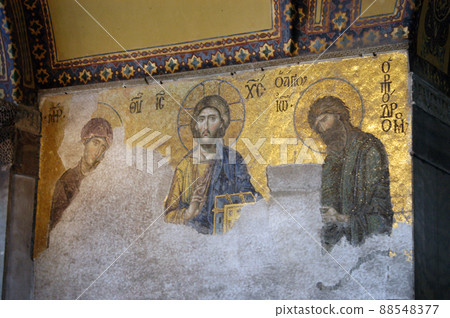 Mosaic in Hagia Sophia basilica, Istanbul, Turkey Mosaic in Hagia Sophia basilica, Istanbul, Turkey 88548377