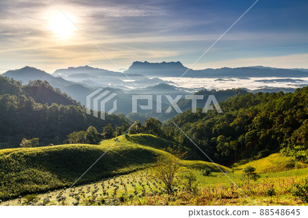 Beautiful landscape in the morning at Doi Luang Chiang Dao, Chiang Mai, Thailand Beautiful landscape in the morning at Doi Luang Chiang Dao, Chiang Mai, Thailand 88548645