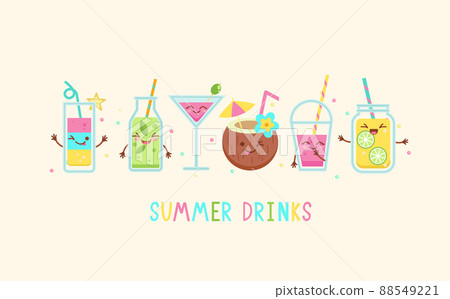 Funny summer drinks characters. 88549221