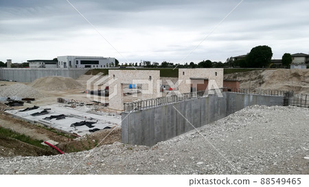 Highway construction site view. Civil engineering Highway construction site view. Civil engineering 88549465