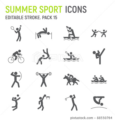 Summer sport glyph icon set 88550764