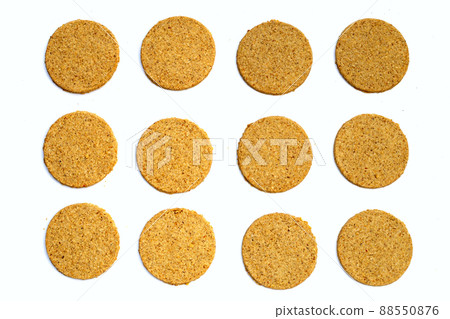 Oatcakes on white background Top view Oatcakes on white background Top view 88550876