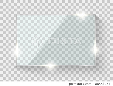 Glass frame. Realistic glossy button. Vector glass border on trnsparent background. Glass frame. Realistic glossy button. Vector glass border on trnsparent background. 88551235