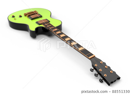 Close-up Electric acoustic guitar isolated on white background. 3d render of concept for rock festival poster with heavy metal guitar for music shop Close-up Electric acoustic guitar isolated on white background. 3d render of concept for rock festival poster with heavy metal guitar for music shop 88551330