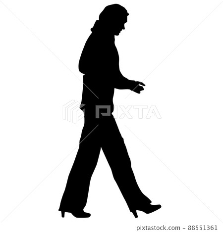 Silhouette of a walking girl on a white background 88551361