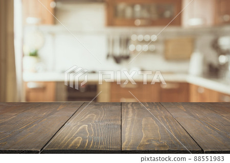 Blurred background. Modern kitchen with tabletop and space for you. Blurred background. Modern kitchen with tabletop and space for you. 88551983