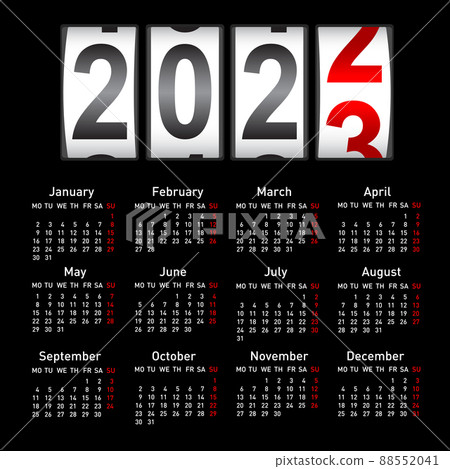 Stylish calendar for 2023. Week starts on Monday 88552041